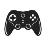Gamepad bold black silhouette icon isolated on white. Joypad with buttons pictogram. Game controller, pad, wireless device for playing on computer vector element for infographic, web.